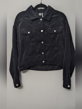 TWIK Black-Anthracite Corduroy Cropped Jacket